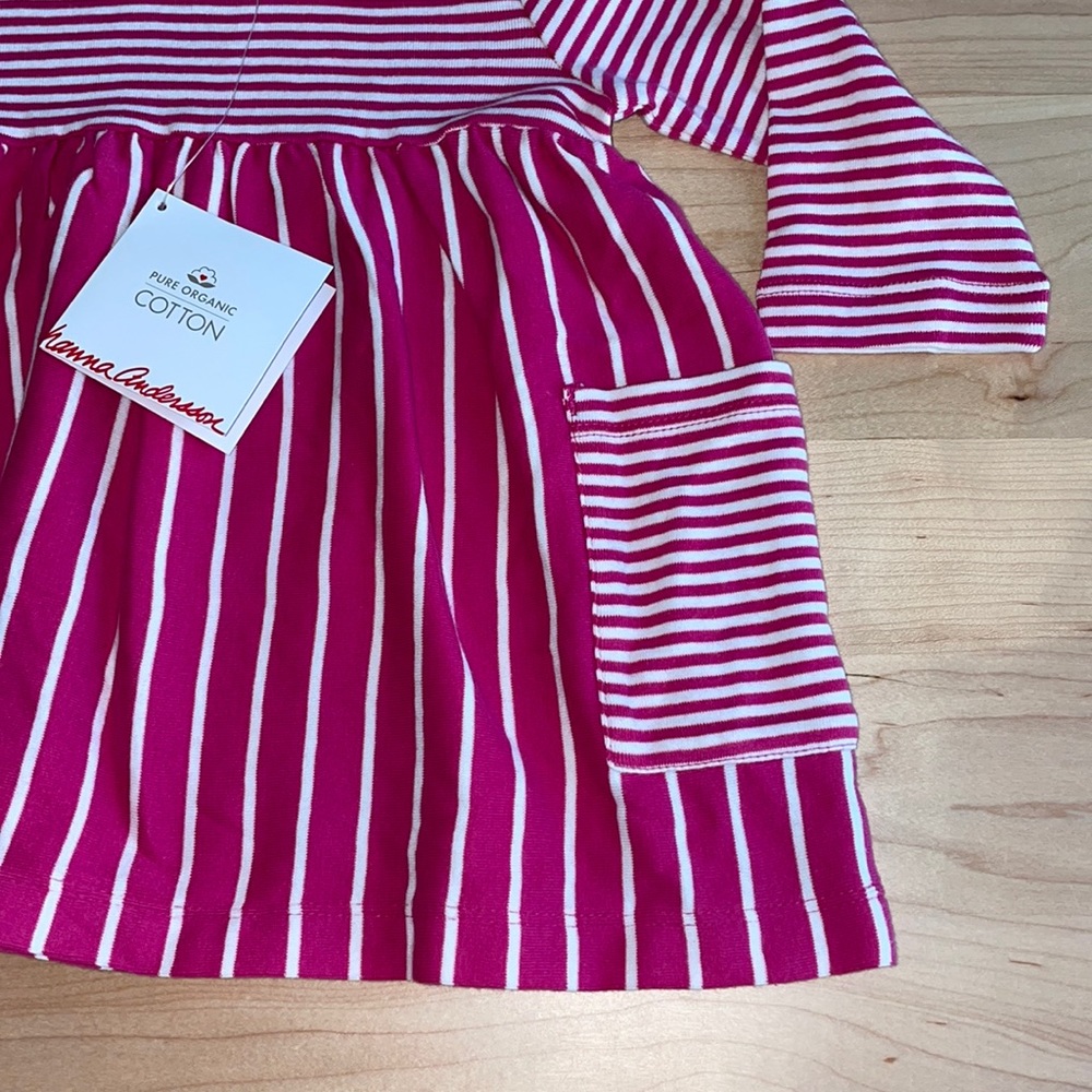Hanna Andersson Swing into Spring Dress 6-12 months 💕 Pink Striped Dress - Picture 4 of 7